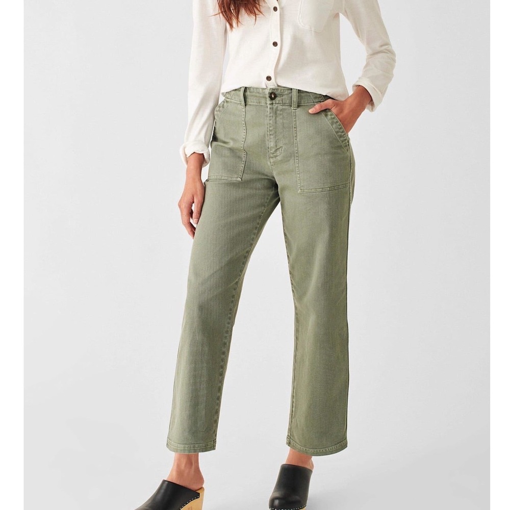 Faherty Stretch Patch Pocket Utility Pant Olive Sage Green - 27